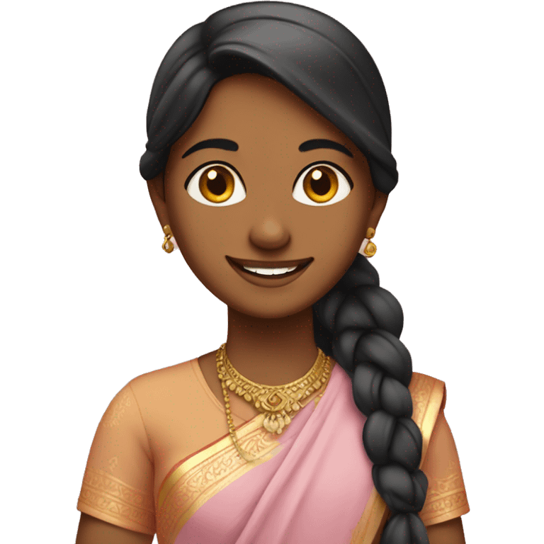 indian girl with light pink sari smiling  emoji