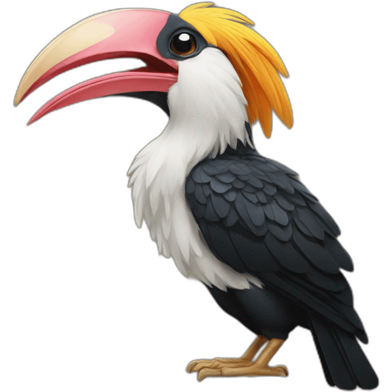 Lovely hornbill using laptop emoji