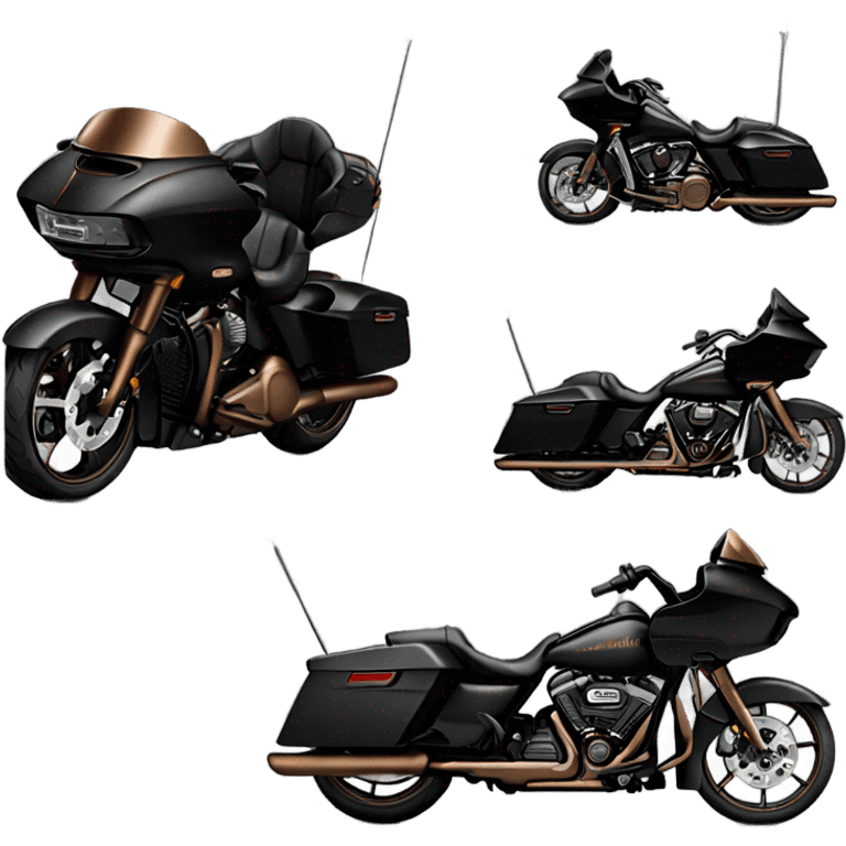 Black Harley Road glide with bronze wheels emoji