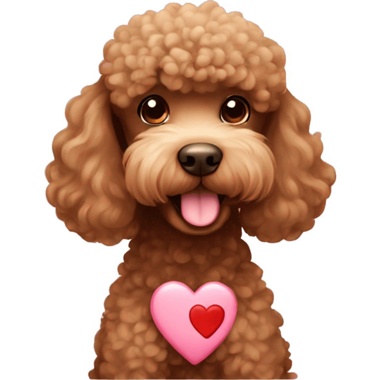 Brown poodle with heart emoji