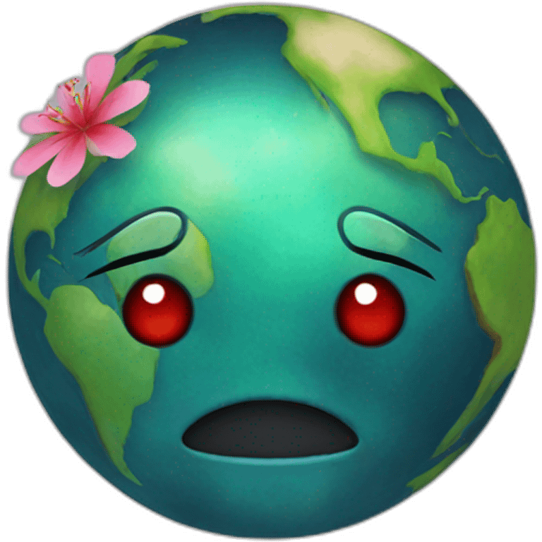 planet with japanese mask emoji