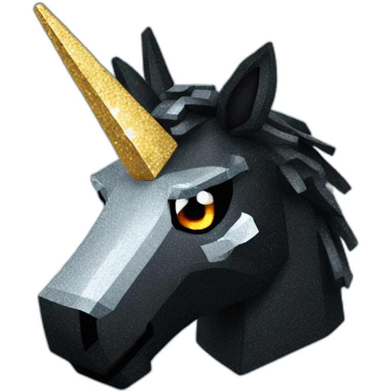 Minecraft Glitter Black Unicorn Head With Diamond Horn emoji