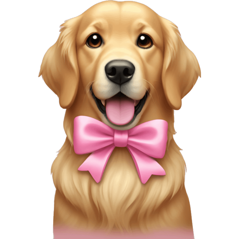 A golden retriever with a pretty pink bow emoji