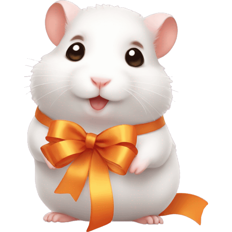 Cute hamster with ribbon emoji