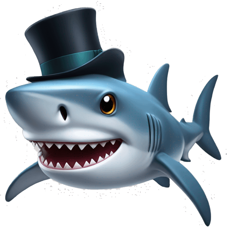 Shark with a top hat emoji