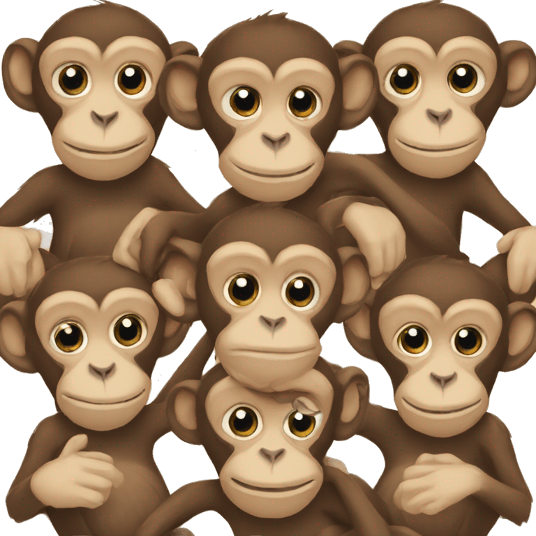 Monkeys sitting in a circle thinking  emoji