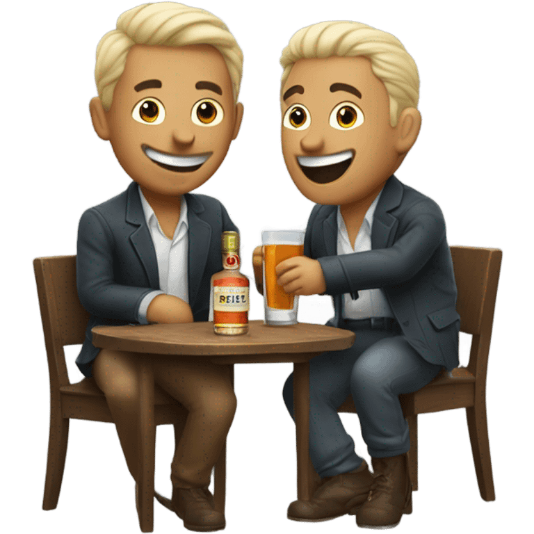 Two men have a drinking Bacardi  emoji