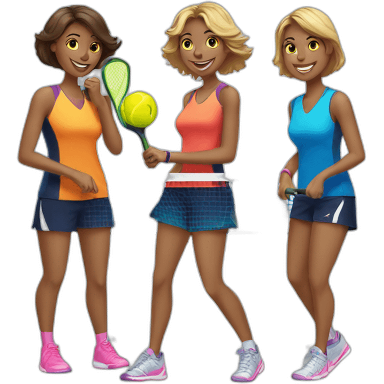 3 girls playing pickleball emoji