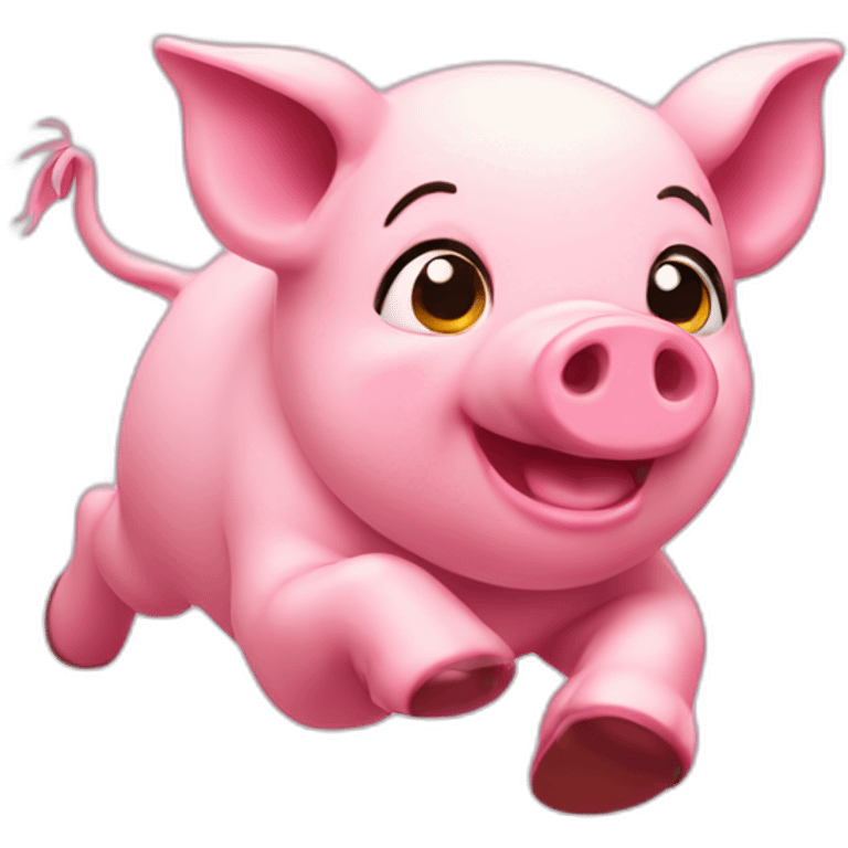 cute pink pig running emoji