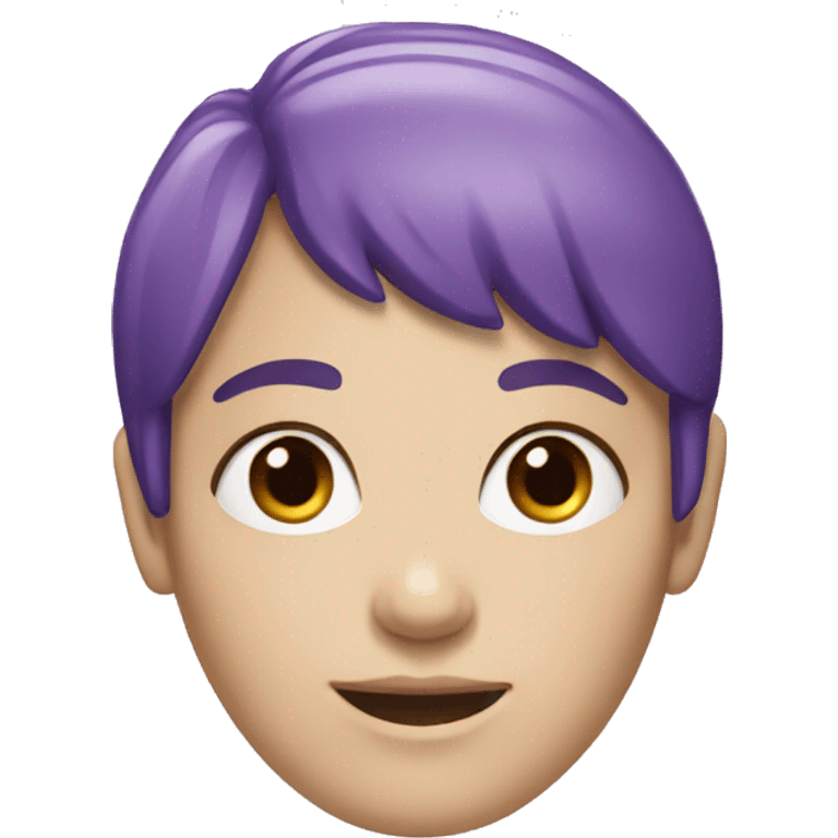 white girl with purple hair and short bangs emoji