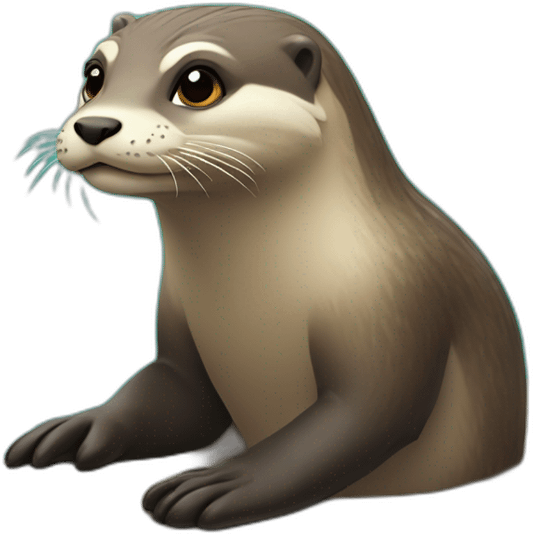 Une loutre sur une tortu emoji