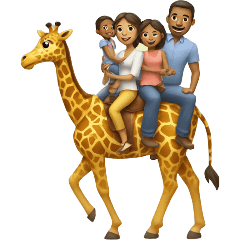 family riding giraffe emoji