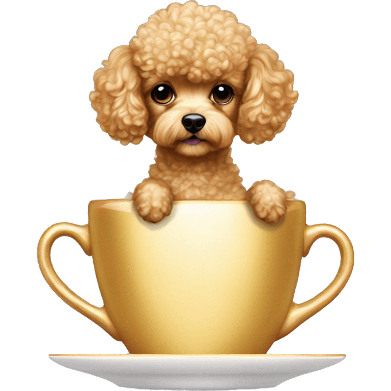 shiny gold teacup poodle standing atttentively emoji