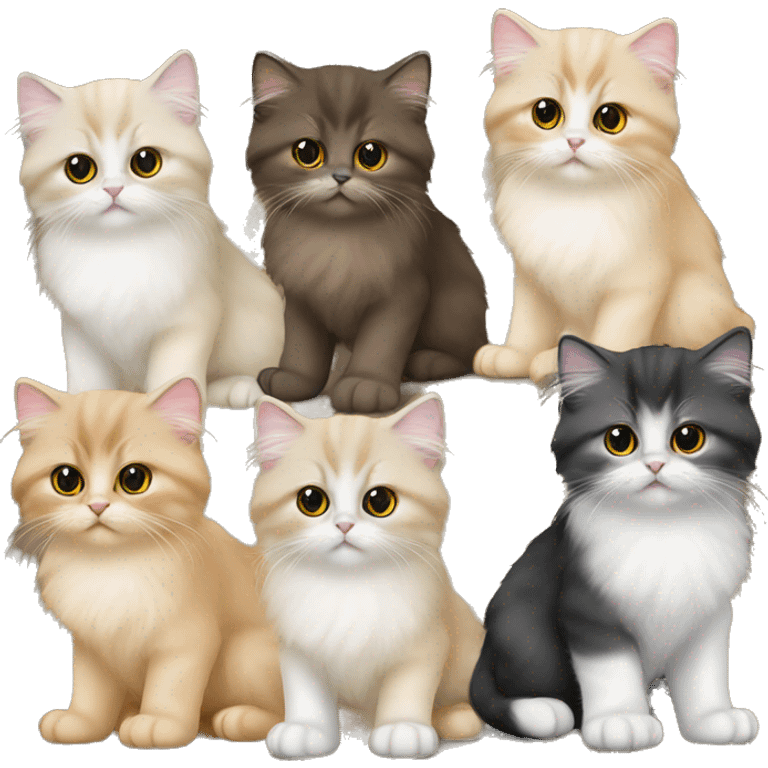 Group of Persian kittens, some bicolor and some golden emoji