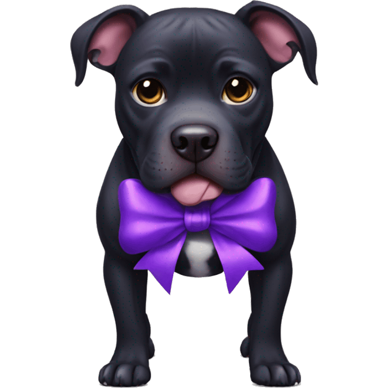 Black pitbull with purple bow emoji