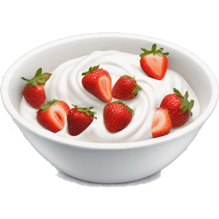 bowl of yogurt with strawberries emoji