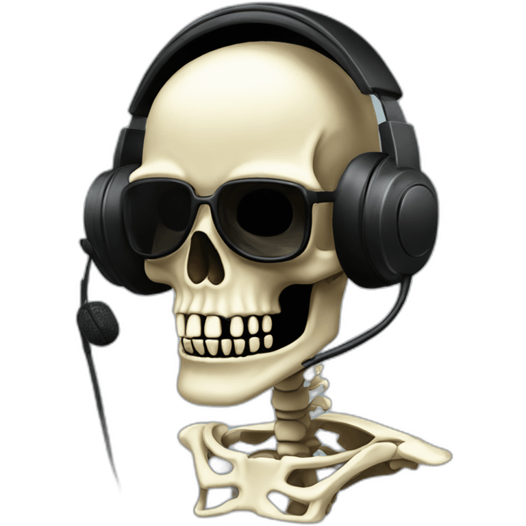 Military Skeleton mask with a long black mask underneath it and headset with a microphone emoji