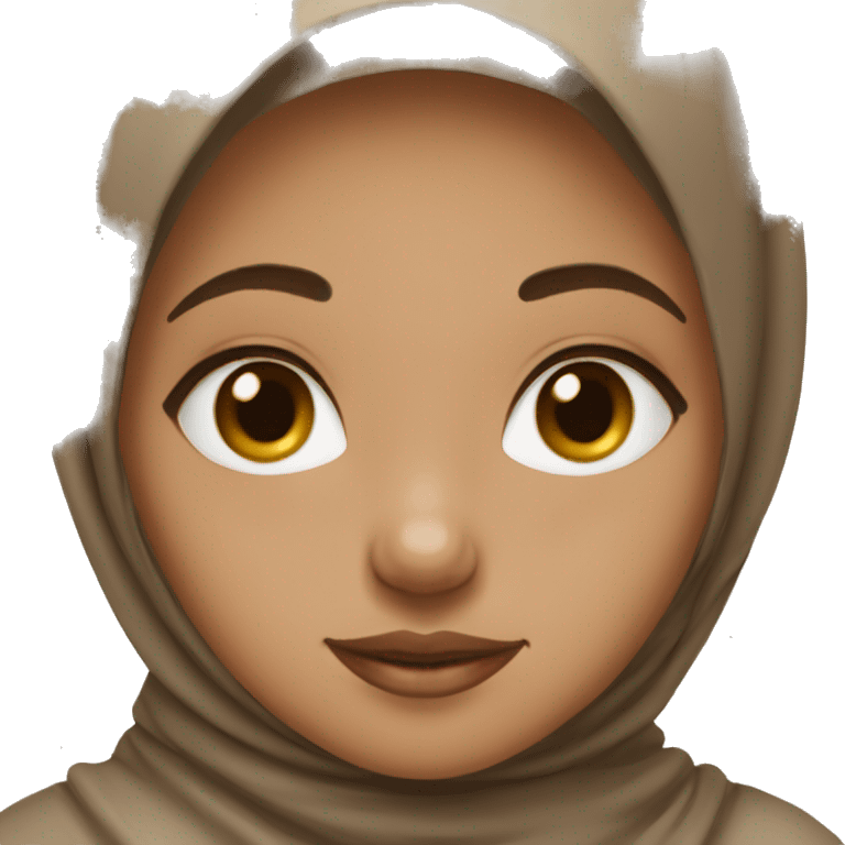 a girl, medium colored skintone with a brown hijab and a little makeup emoji