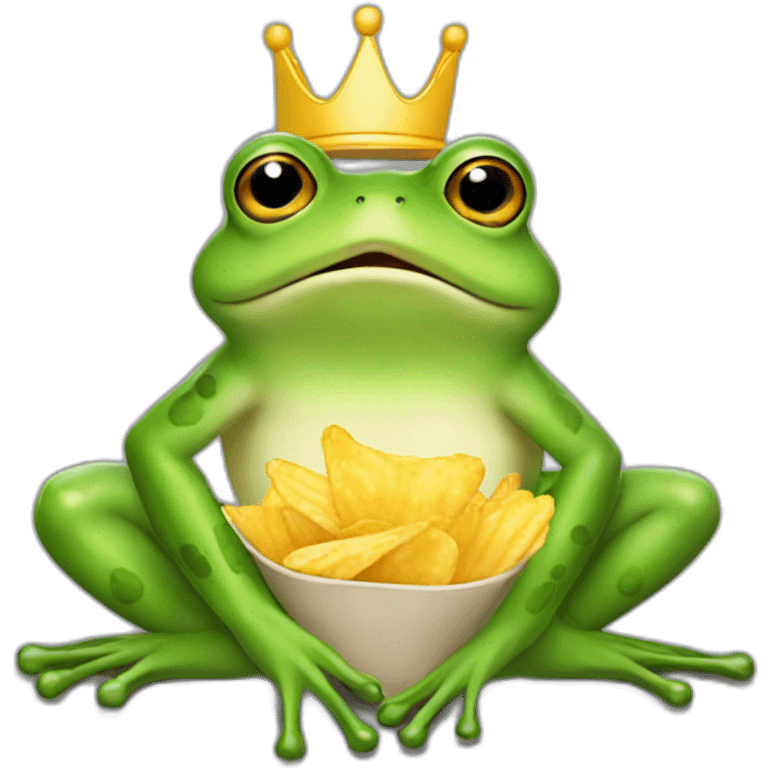 Queen frog eating chips emoji