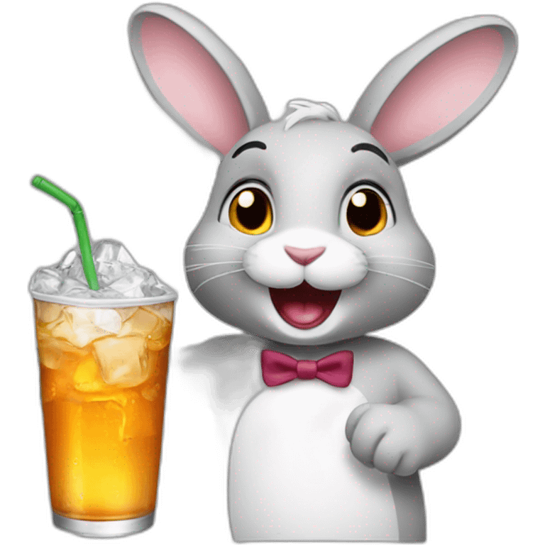 a rabbit drinking soda emoji