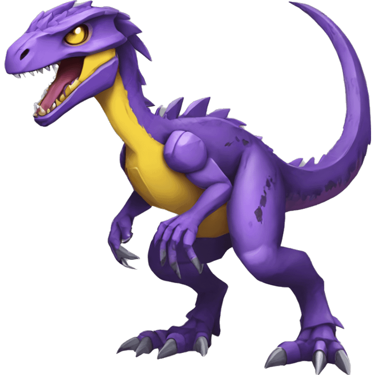  Edgy Purple Yellow Digimon-Fakemon-Velociraptor-Dragon-Mecha full body emoji