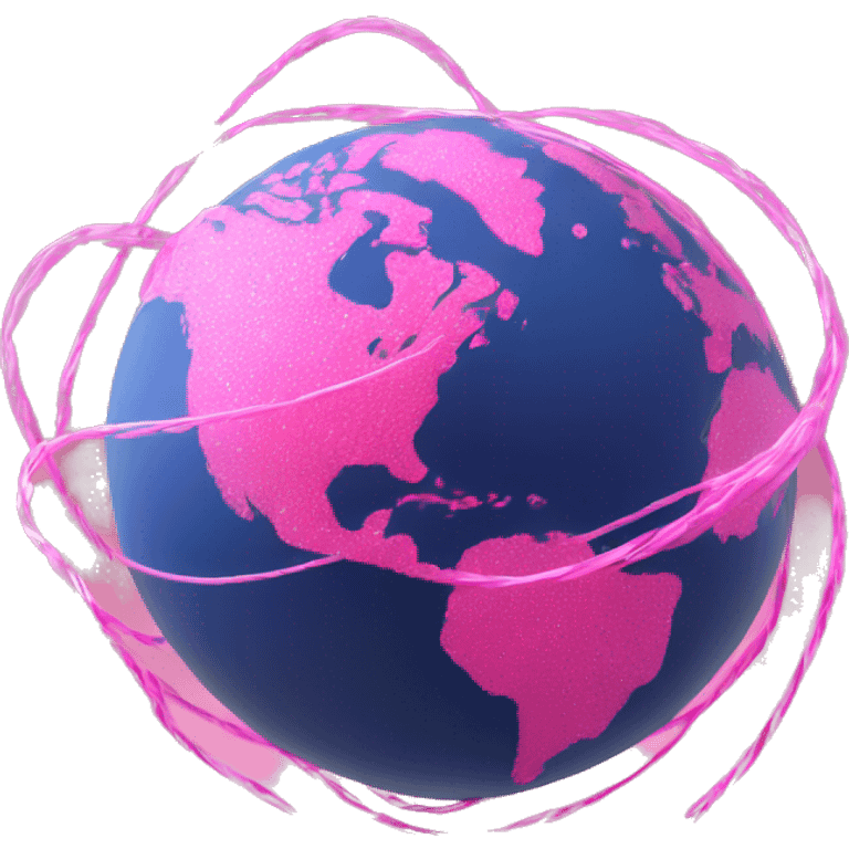  pink round earth  wrapped in a fiber optic cable  emoji