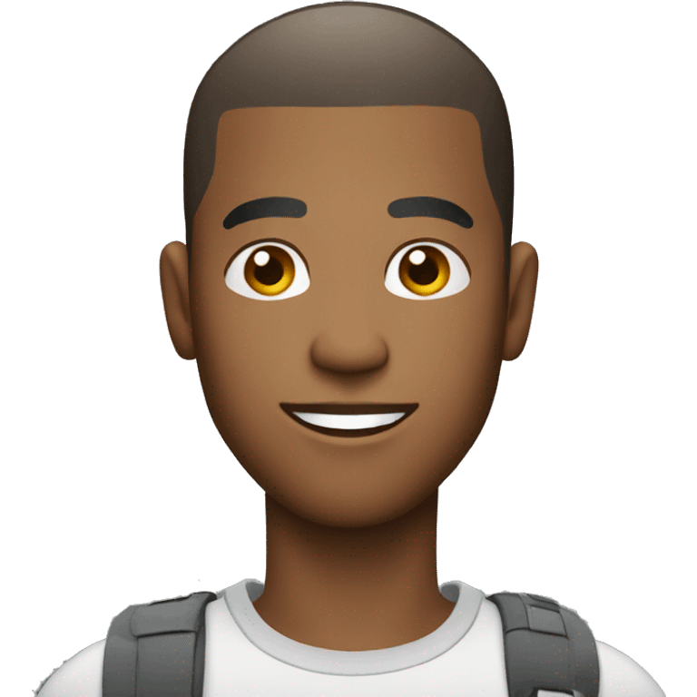 confident black man with buzz cut taking a photo emoji