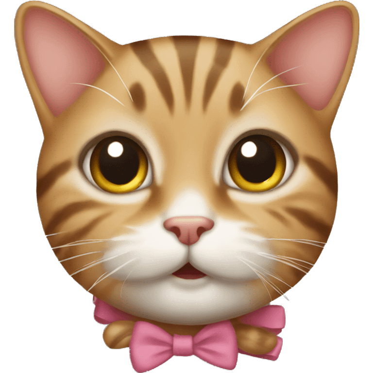 tabby cat with a bow emoji