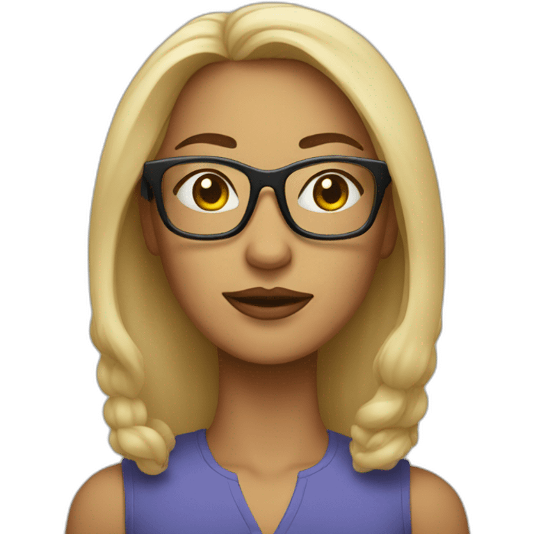 Stern woman wearing rectangle glasses emoji