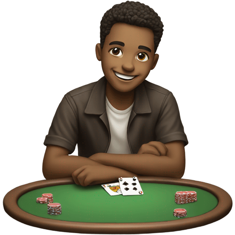 smiling boy play poker emoji