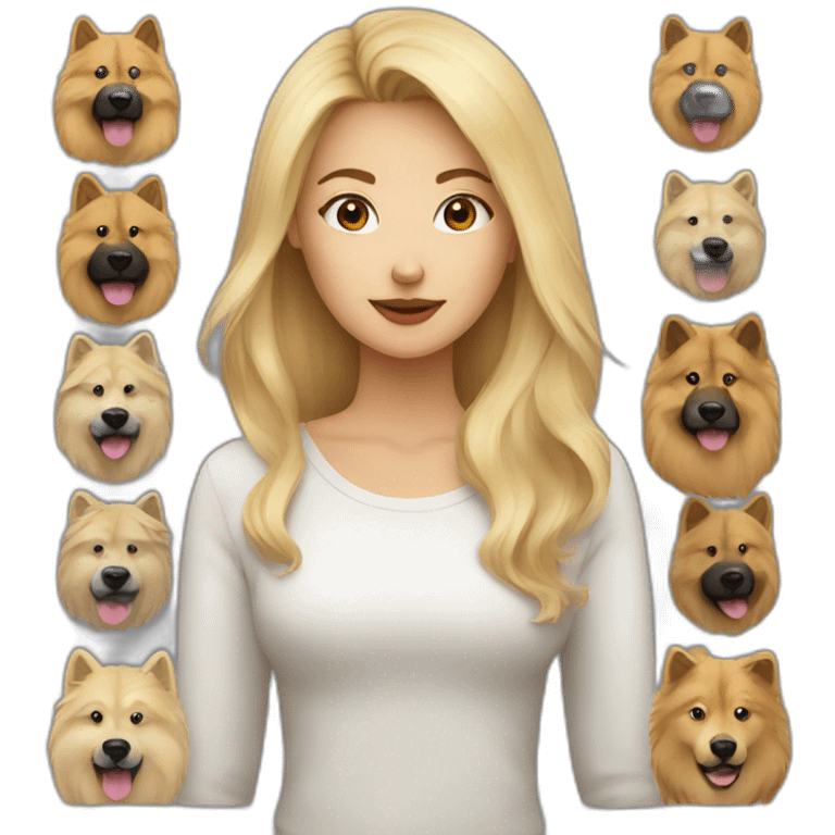 Blonde woman with with eurasier emoji