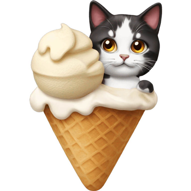 Icecream with calico cat emoji