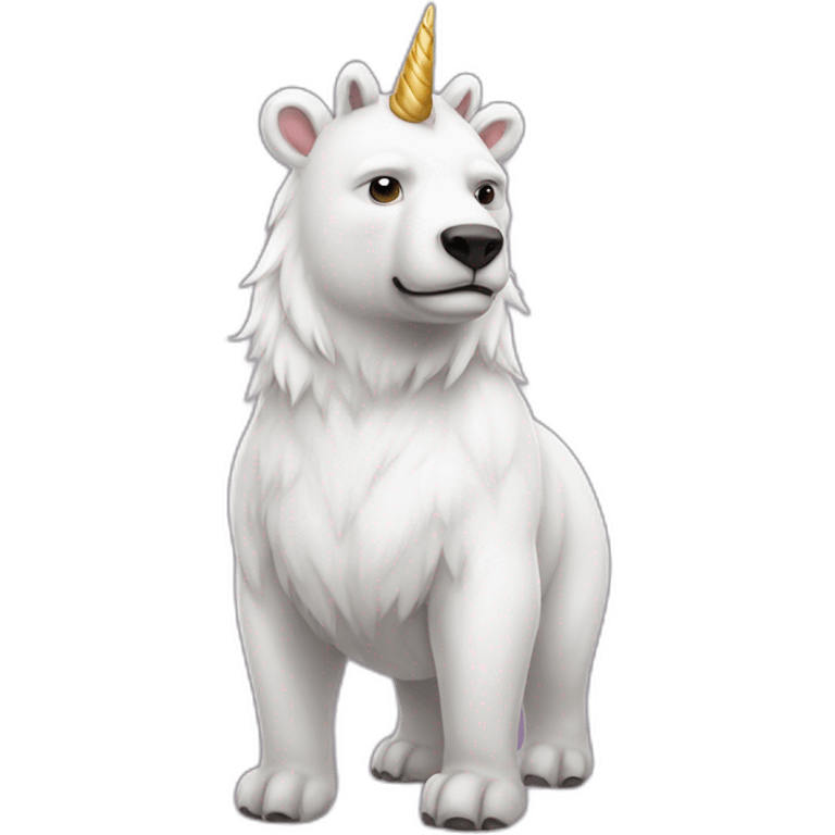 a white bear with half horse half human body wearing a unicorn horn emoji