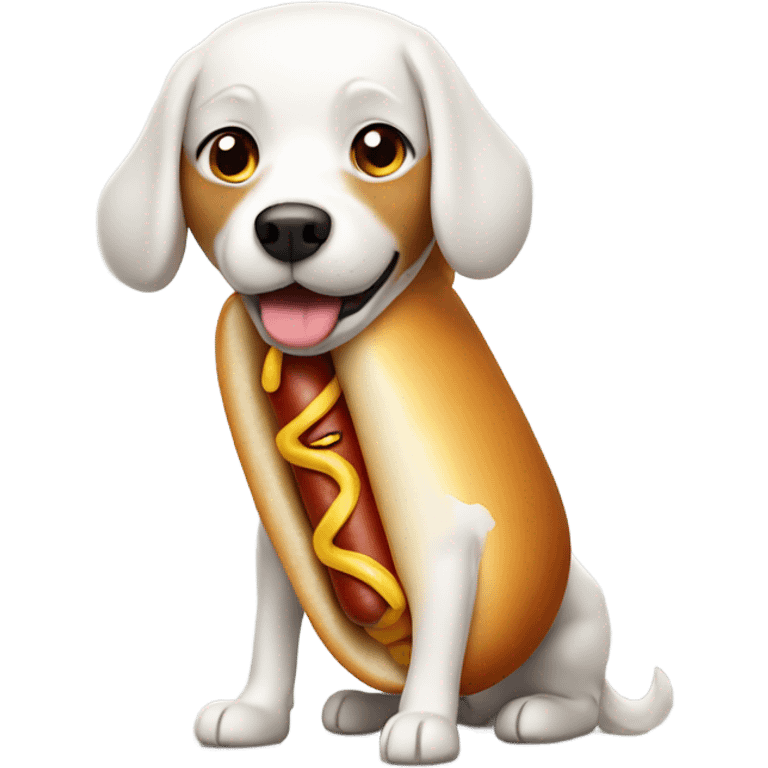 White dog in hot dog costume  emoji