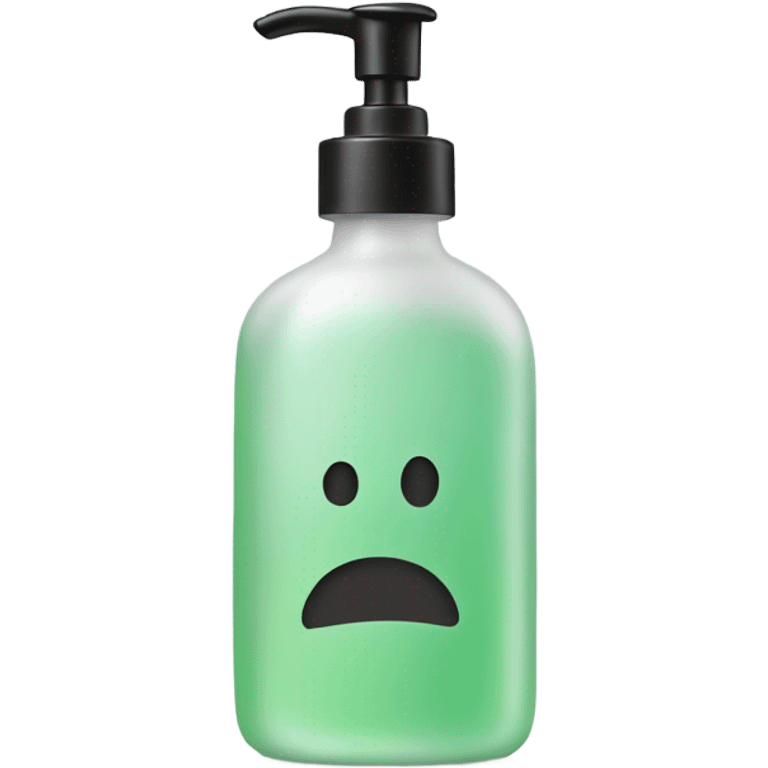 Soap bottle with arm and legs emoji