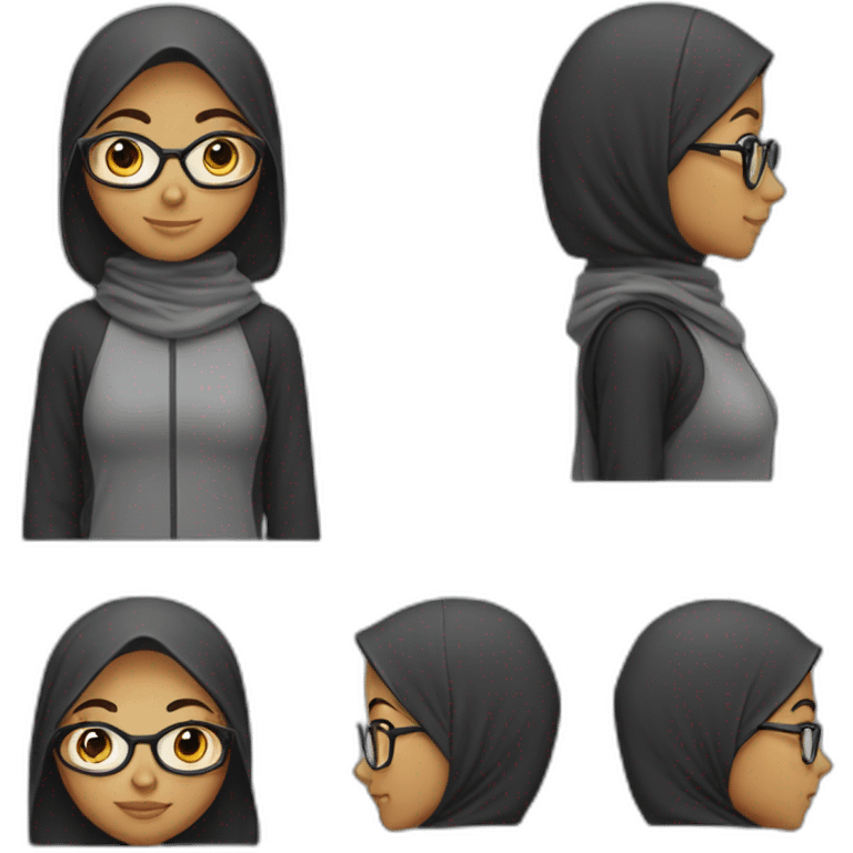 A girl wearing a hijab, her hair coming out in the front, glasses, and a laptop holder emoji