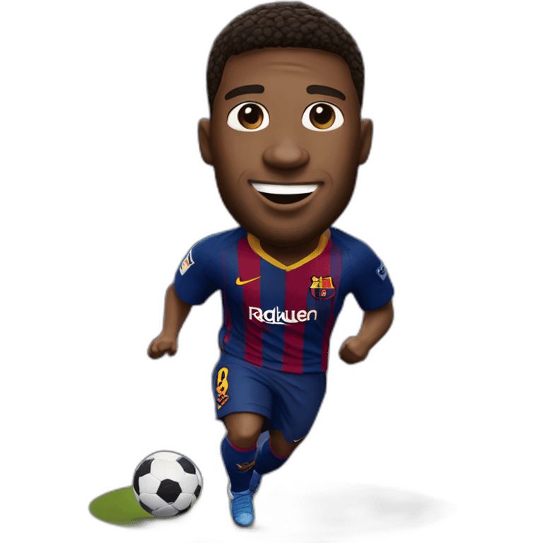 barcelona player jumping big head emoji