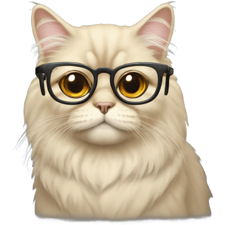 beige persian cat with reading glasses emoji