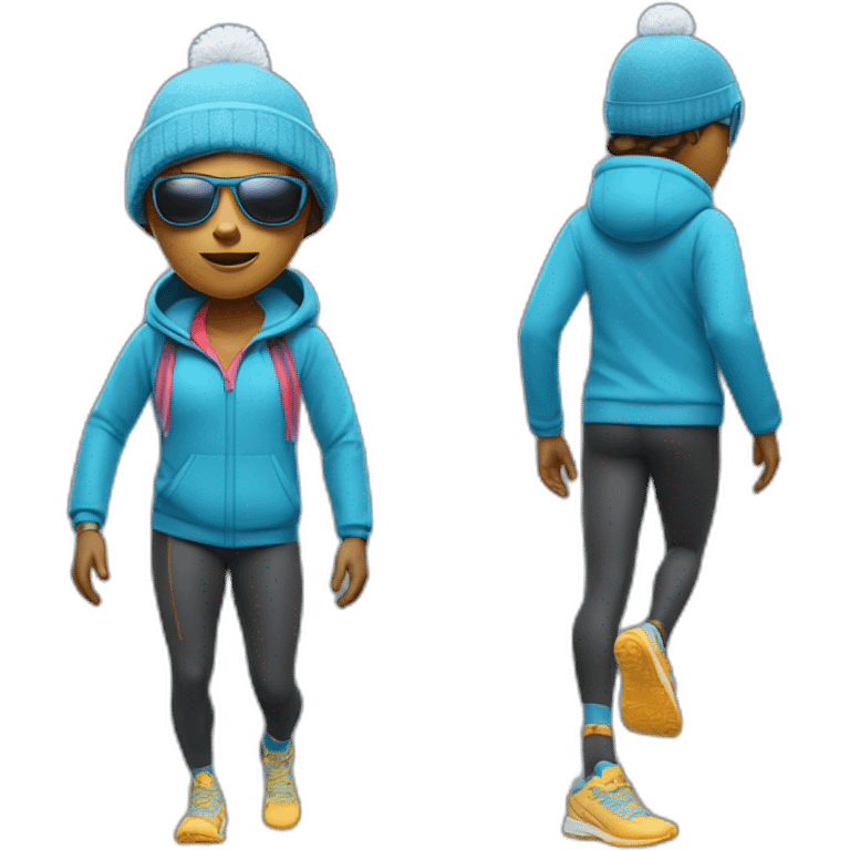 an exhausted runner wearing sunglasses a cap and winter shoes emoji