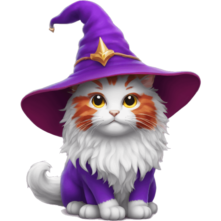 Fluffy red cat wizard emoji