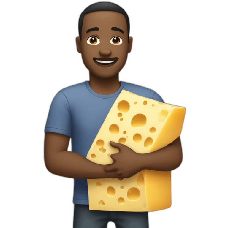 Men hugs cheese emoji