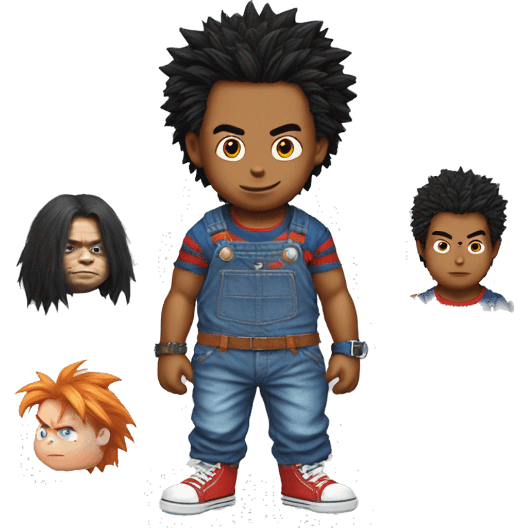 chucky con su ropa y pelo de goku emoji