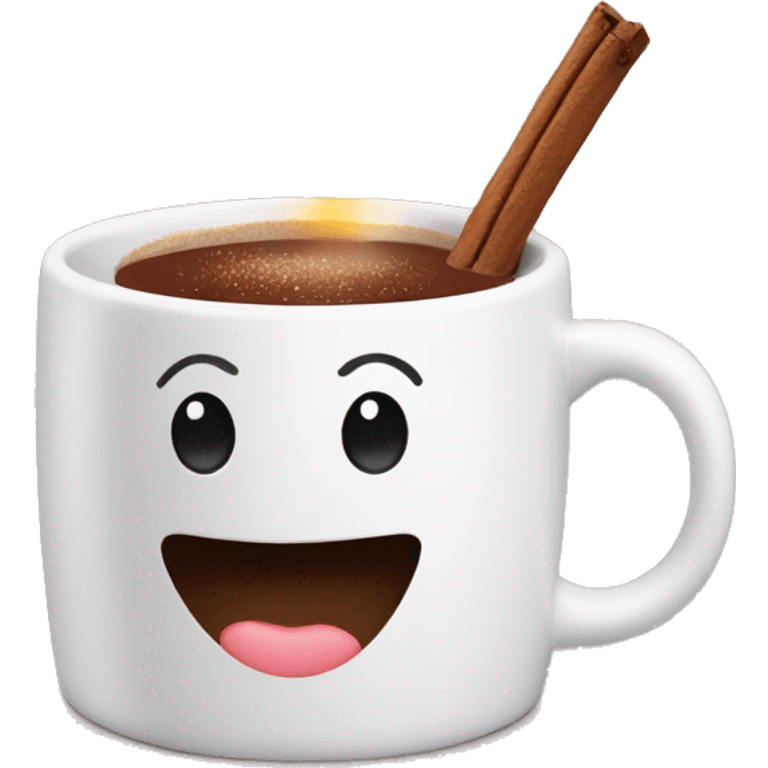 A New Year's mug in which there is a fragrant decoration with cocoa cream emoji