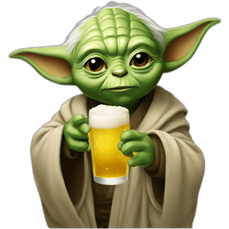 Yoda drink the beer emoji