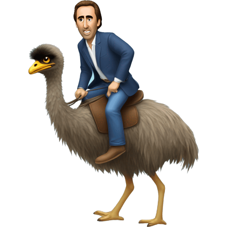 nic cage riding an emu emoji