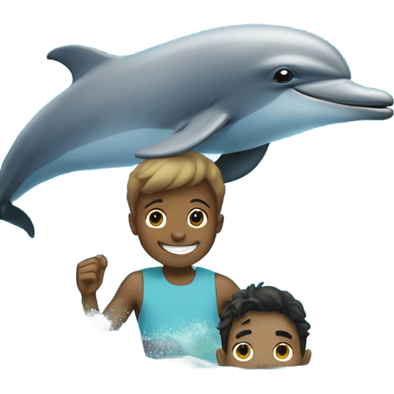 Dolphin swimming with boy emoji