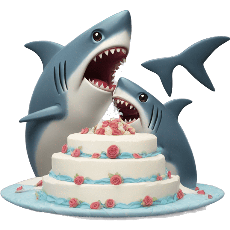 shark eating wedding cake emoji