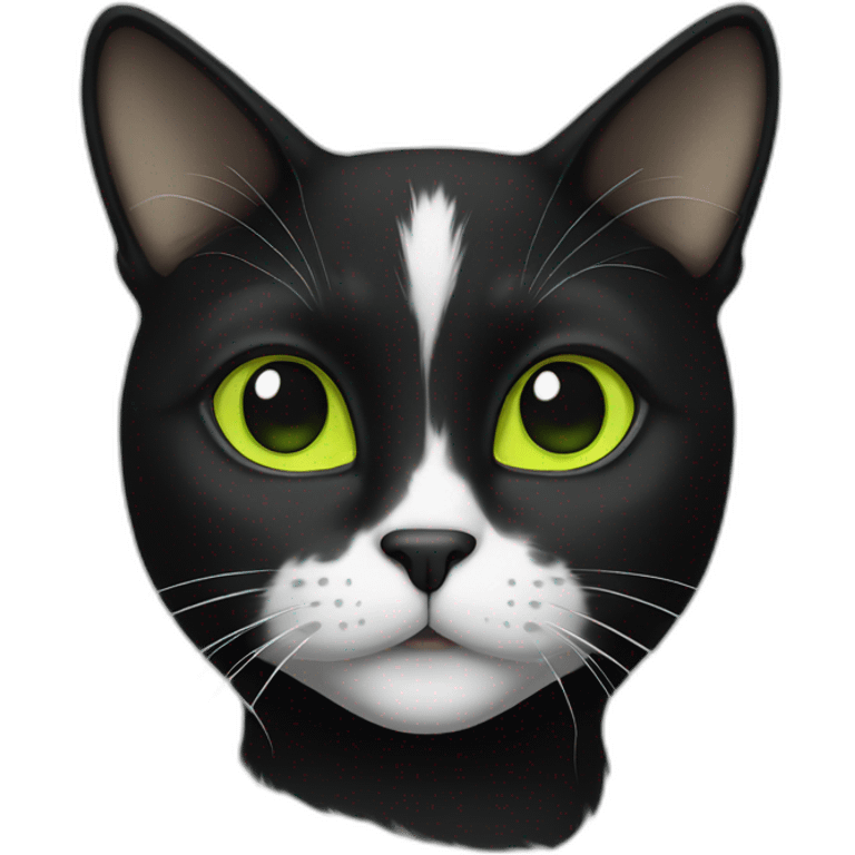 black-and-white cat with yellow-green eyes emoji