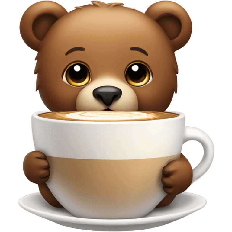 Cute bear drinking hot coffee emoji