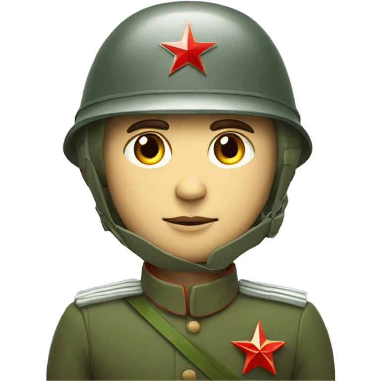 ussr soldier serious with military helmet with red star emoji